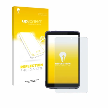 Parte frontal de un envase de producto con el logotipo de la marca upscreen. Al lado se muestra el dispositivo CHCNAV LT800 co