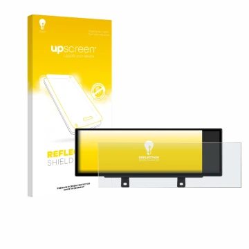 Parte frontal de un envase de producto con el logotipo de la marca upscreen. Al lado se muestra el dispositivo Xtrons QLB42THN