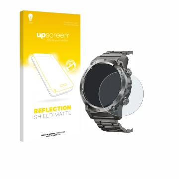 Parte frontal de un envase de producto con el logotipo de la marca upscreen. Al lado se muestra el dispositivo Naixues 55G 1.4