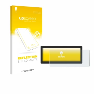 Parte frontal de un envase de producto con el logotipo de la marca upscreen. Al lado se muestra el dispositivo RSNAV Series 5 
