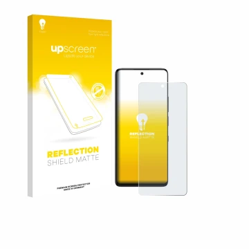 Parte frontal de un envase de producto con el logotipo de la marca upscreen. Al lado se muestra el dispositivo TCL 60 NxtPaper