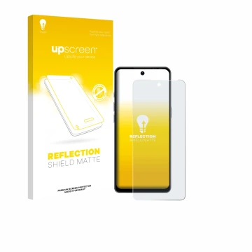 Parte frontal de un envase de producto con el logotipo de la marca upscreen. Al lado se muestra el dispositivo Ulefone Note 18