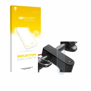 Parte frontal de un envase de producto con el logotipo de la marca upscreen. Al lado se muestra el dispositivo Xiaomi Electric