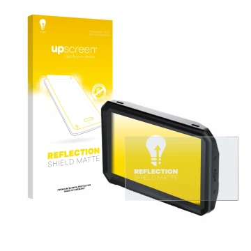 Parte frontal de un envase de producto con el logotipo de la marca upscreen. Al lado se muestra el dispositivo Blackmagic Desi