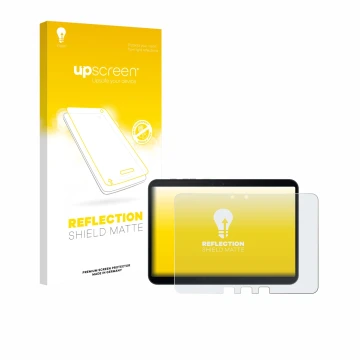 Parte frontal de un envase de producto con el logotipo de la marca upscreen. Al lado se muestra el dispositivo Samsung Galaxy 