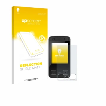 Parte frontal de un envase de producto con el logotipo de la marca upscreen. Al lado se muestra el dispositivo Bosch Kiox 400C