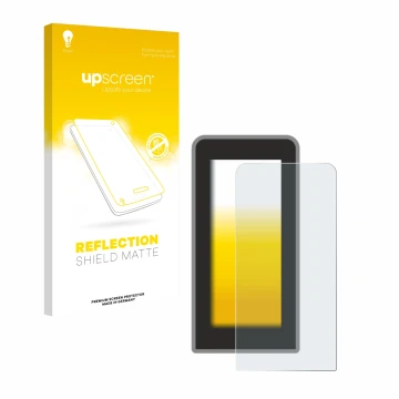 Parte frontal de un envase de producto con el logotipo de la marca upscreen. Al lado se muestra el dispositivo Tenways CGO600 