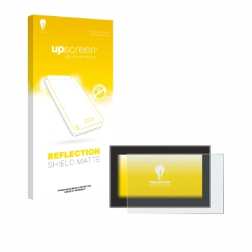Parte frontal de un envase de producto con el logotipo de la marca upscreen. Al lado se muestra el dispositivo Headrush Flex P