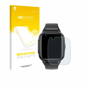 Parte frontal de un envase de producto con el logotipo de la marca upscreen. Al lado se muestra el dispositivo Krostming Kids 