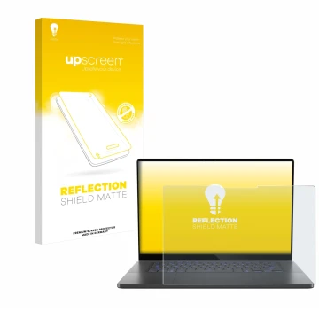 Parte frontal de un envase de producto con el logotipo de la marca upscreen. Al lado se muestra el dispositivo ASUS ROG Zephyr