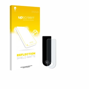 Parte frontal de un envase de producto con el logotipo de la marca upscreen. Al lado se muestra el dispositivo Xiaomi Electric