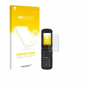 Parte frontal de un envase de producto con el logotipo de la marca upscreen. Al lado se muestra el dispositivo AGM M10 con su 