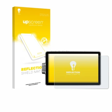 Parte frontal de un envase de producto con el logotipo de la marca upscreen. Al lado se muestra el dispositivo Viltrox DC-A1 2