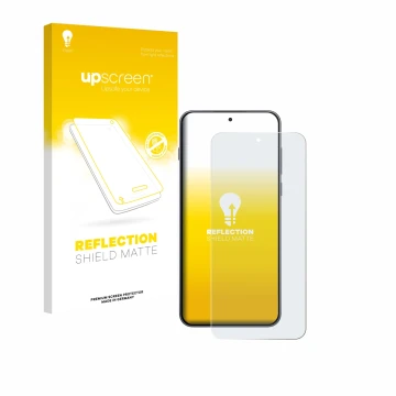 Parte frontal de un envase de producto con el logotipo de la marca upscreen. Al lado se muestra el dispositivo OnePlus Nord 5 