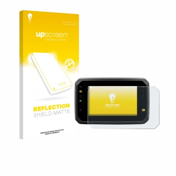 Parte frontal de un envase de producto con el logotipo de la marca upscreen. Al lado se muestra el dispositivo Honda Hornet CB