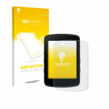 Parte frontal de un envase de producto con el logotipo de la marca upscreen. Al lado se muestra el dispositivo Bryton Rider 55
