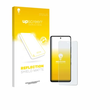 Parte frontal de un envase de producto con el logotipo de la marca upscreen. Al lado se muestra el dispositivo TCL 50 Pro NXTP