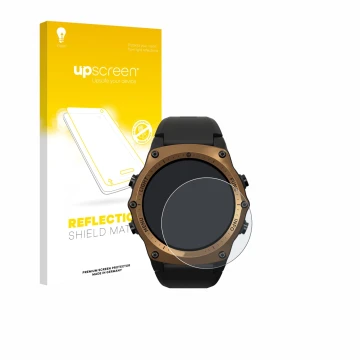 Parte frontal de un envase de producto con el logotipo de la marca upscreen. Al lado se muestra el dispositivo Shearwater Teri