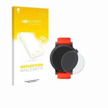 Parte frontal de un envase de producto con el logotipo de la marca upscreen. Al lado se muestra el dispositivo Nothing CMF Wat