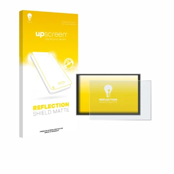 Parte frontal de un envase de producto con el logotipo de la marca upscreen. Al lado se muestra el dispositivo Renault Master 