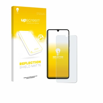 Parte frontal de un envase de producto con el logotipo de la marca upscreen. Al lado se muestra el dispositivo Oukitel C59 Pro
