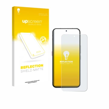 Parte frontal de un envase de producto con el logotipo de la marca upscreen. Al lado se muestra el dispositivo Oukitel WP210 5