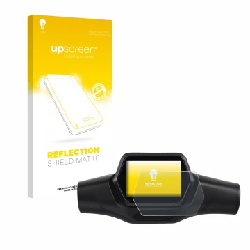 Parte frontal de un envase de producto con el logotipo de la marca upscreen. Al lado se muestra el dispositivo Segway Ninebot 