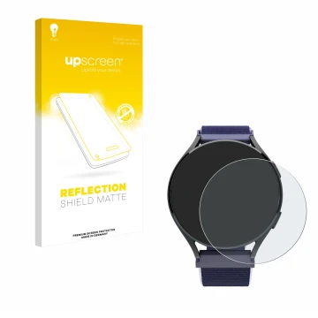 Parte frontal de un envase de producto con el logotipo de la marca upscreen. Al lado se muestra el dispositivo Patronus Notfal