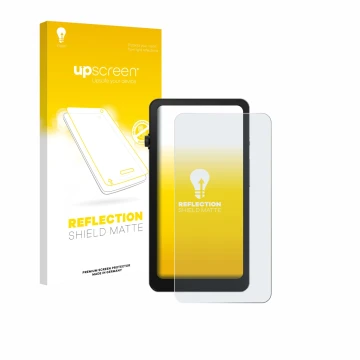 Parte frontal de un envase de producto con el logotipo de la marca upscreen. Al lado se muestra el dispositivo DuRoBo Krono co