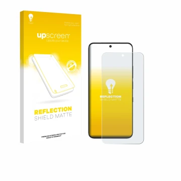 Parte frontal de un envase de producto con el logotipo de la marca upscreen. Al lado se muestra el dispositivo TCL NXTPAPER 60