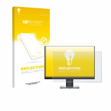 Parte frontal de un envase de producto con el logotipo de la marca upscreen. Al lado se muestra el dispositivo Dell Profession