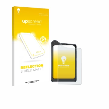 Parte frontal de un envase de producto con el logotipo de la marca upscreen. Al lado se muestra el dispositivo Xiaomi Qin K25 