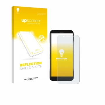 Parte frontal de un envase de producto con el logotipo de la marca upscreen. Al lado se muestra el dispositivo Datalogic Memor