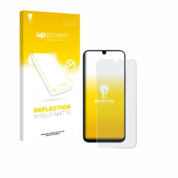 Parte frontal de un envase de producto con el logotipo de la marca upscreen. Al lado se muestra el dispositivo Xiaomi Poco C85