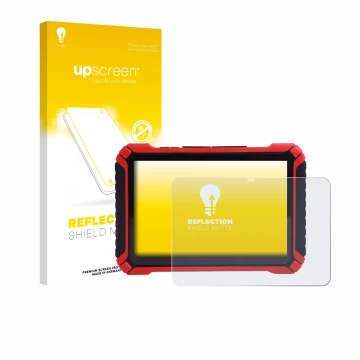 Parte frontal de un envase de producto con el logotipo de la marca upscreen. Al lado se muestra el dispositivo Launch X-431 Pa