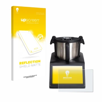 Parte frontal de un envase de producto con el logotipo de la marca upscreen. Al lado se muestra el dispositivo Ufesa TotalChef