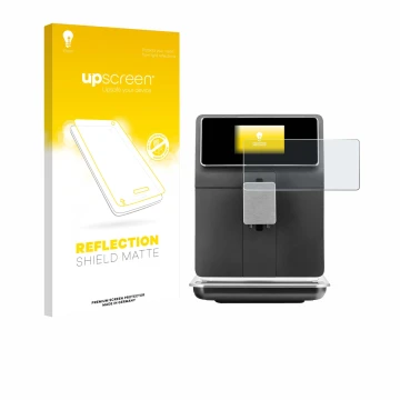 Parte frontal de un envase de producto con el logotipo de la marca upscreen. Al lado se muestra el dispositivo WMF Perfection 