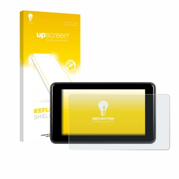 Parte frontal de un envase de producto con el logotipo de la marca upscreen. Al lado se muestra el dispositivo Vechtel Motorra