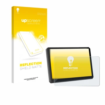 Parte frontal de un envase de producto con el logotipo de la marca upscreen. Al lado se muestra el dispositivo Carpuride W502B