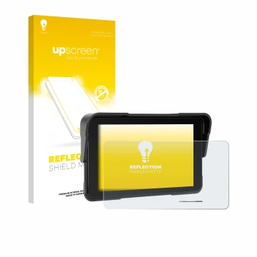 Parte frontal de un envase de producto con el logotipo de la marca upscreen. Al lado se muestra el dispositivo Sixwin P2 5