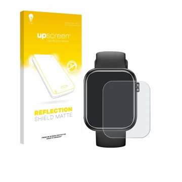 Parte frontal de un envase de producto con el logotipo de la marca upscreen. Al lado se muestra el dispositivo RLQA G104 1.83