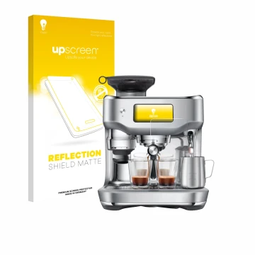 Parte frontal de un envase de producto con el logotipo de la marca upscreen. Al lado se muestra el dispositivo Sage the Oracle
