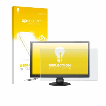 Parte frontal de un envase de producto con el logotipo de la marca upscreen. Al lado se muestra el dispositivo AOC I2475PXQU c