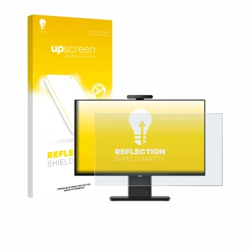 Parte frontal de un envase de producto con el logotipo de la marca upscreen. Al lado se muestra el dispositivo Lenovo ThinkCen