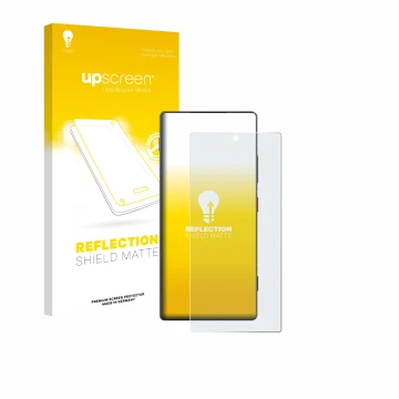 Parte frontal de un envase de producto con el logotipo de la marca upscreen. Al lado se muestra el dispositivo ZTE Nubia Z80 U