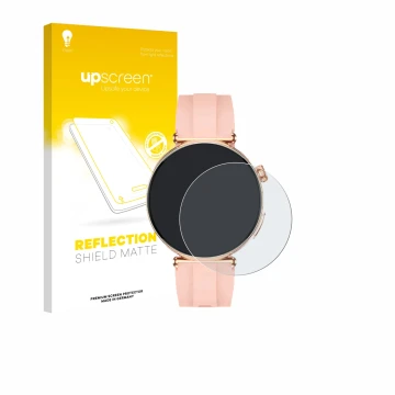 Parte frontal de un envase de producto con el logotipo de la marca upscreen. Al lado se muestra el dispositivo Knauermann Pro 