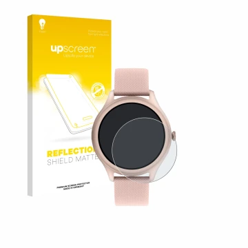 Parte frontal de un envase de producto con el logotipo de la marca upscreen. Al lado se muestra el dispositivo Reflex Active S
