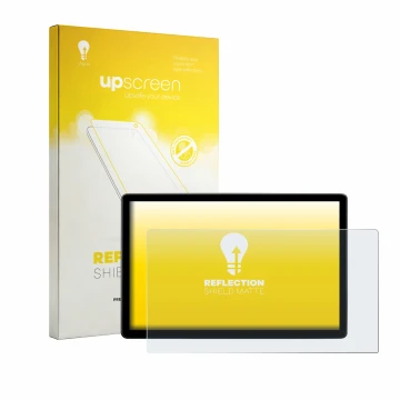 Parte frontal de un envase de producto con el logotipo de la marca upscreen. Al lado se muestra el dispositivo Skoda Elroq 85 