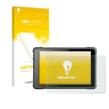 Parte frontal de un envase de producto con el logotipo de la marca upscreen. Al lado se muestra el dispositivo Geshem MTK6877 