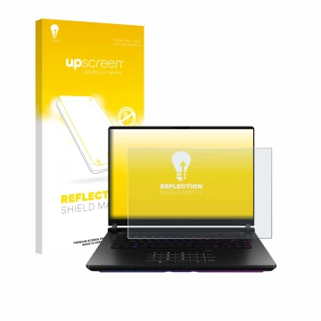 Parte frontal de un envase de producto con el logotipo de la marca upscreen. Al lado se muestra el dispositivo ASUS ROG Strix 